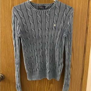 Ralph Lauren Cable Knit Crewneck Sweater in Heather Gray